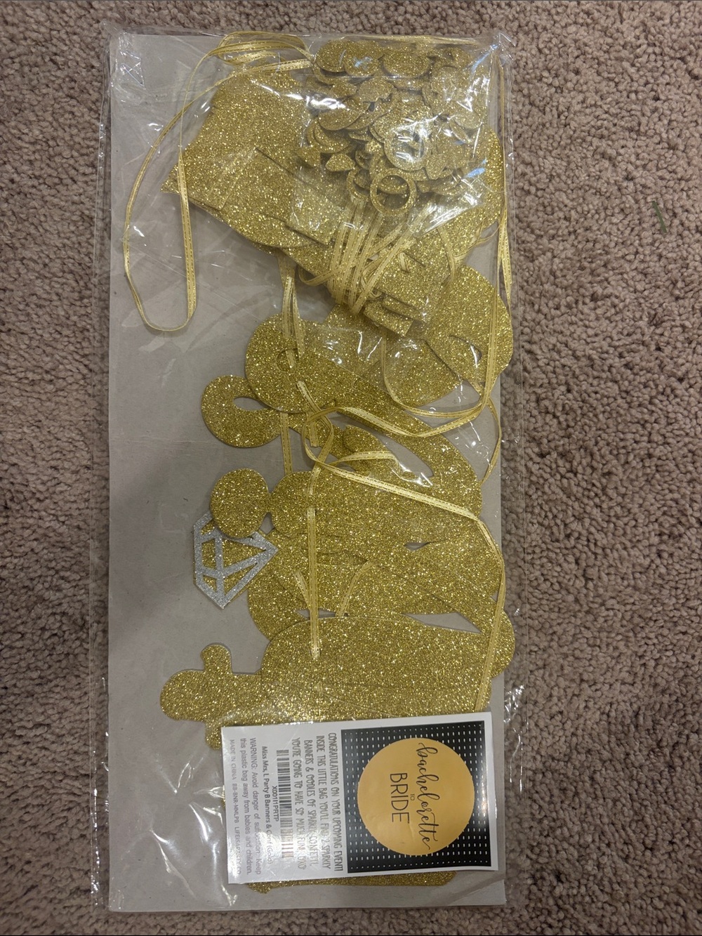 Gold Glitter Bachelorette Bride Hanging Banner